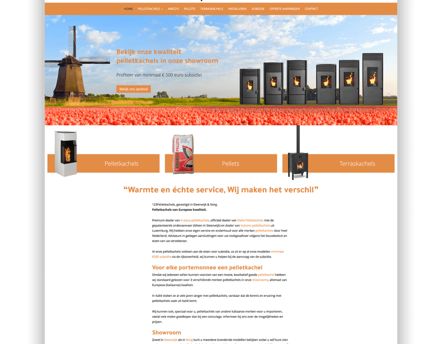 Website 123pelletkachels.nu